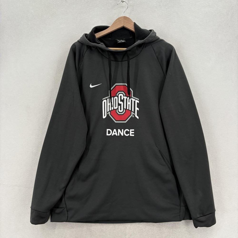 Nike Therma FIT Mens Hoodie XL Team Anthracite Fleece Ohio State Buckeyes NCAA